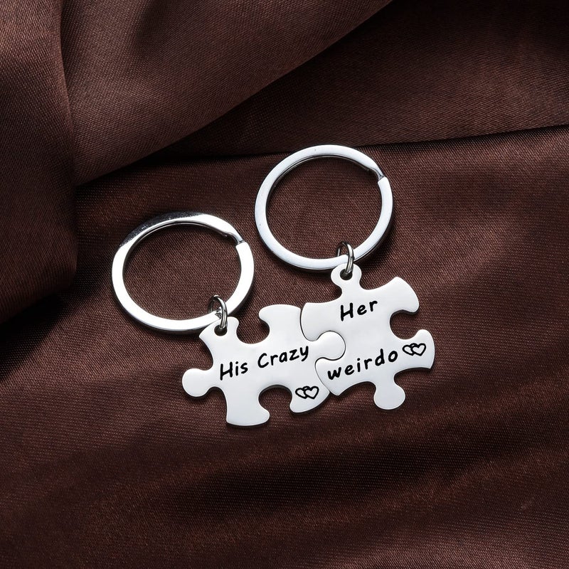 YEEQIN 2PCs His Crazy Her Weirdo Couples Keychains Set, Personalized Couples Jewelry, Gift for Boyfriend Girlfriend Lovers - Image 5